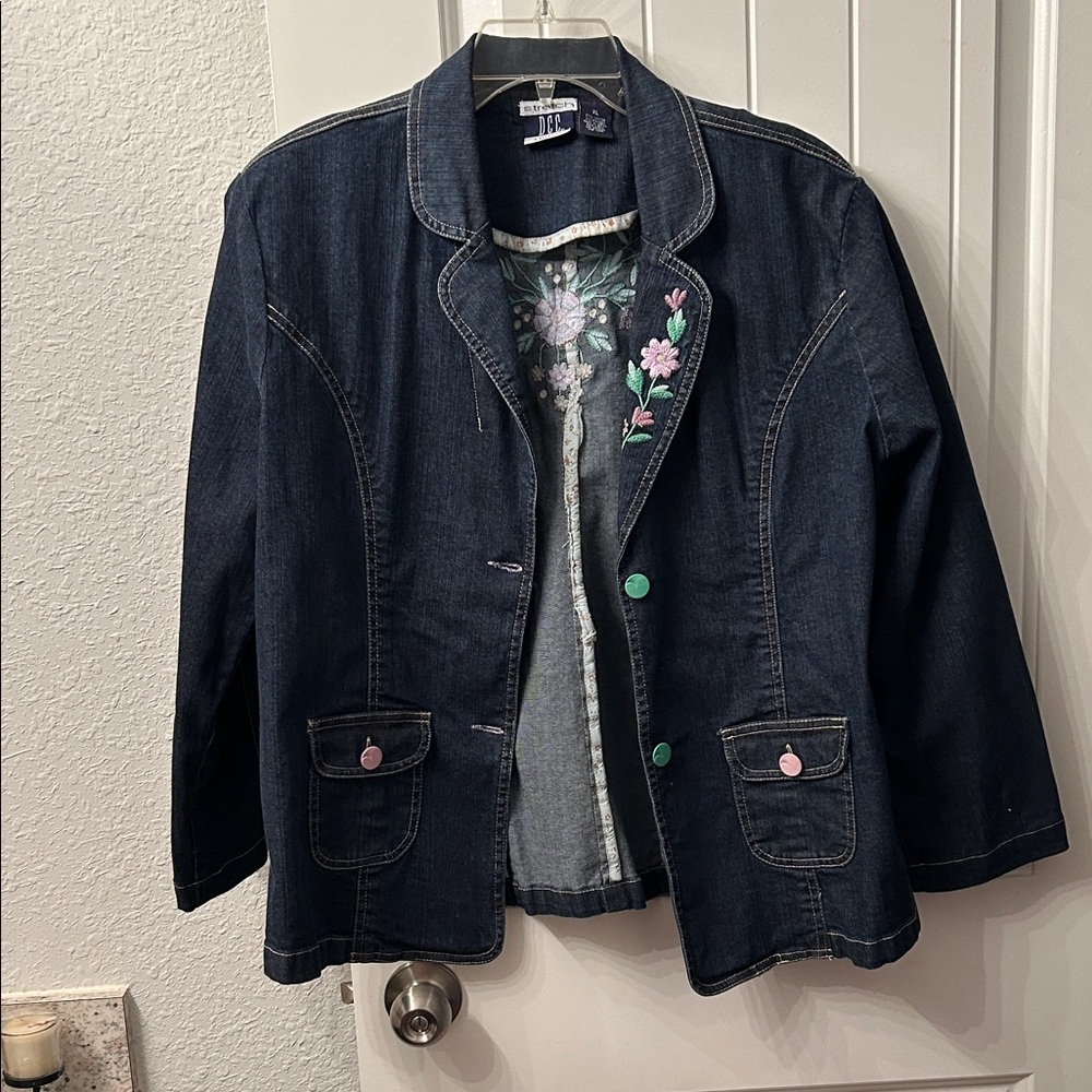 Floral Embroidered Elevated Boho Denim Jacket